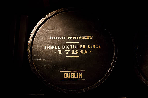 Irish whiskey cask head marked triple distilled since 1780 in Dublin
