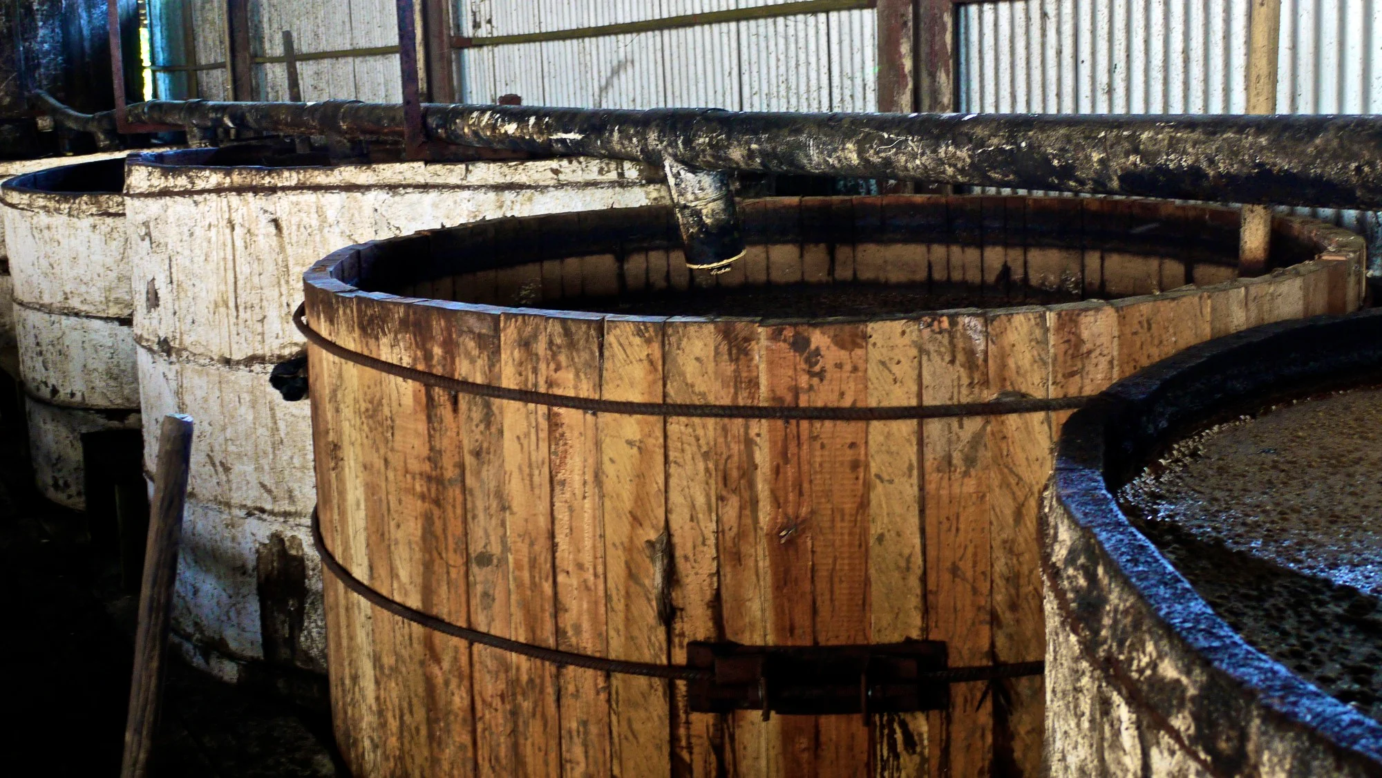 Traditional fermentation vessels at Hampden Estate